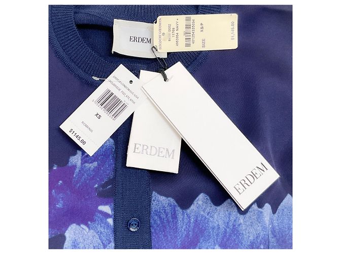 Erdem marineblauer floral cropped Cardigan - Ansicht 4