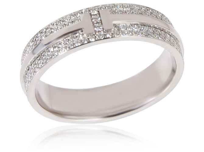 Tiffany & Co Anillo ancho de diamante Tiffany T en oro blanco de 18k 0,57 CTW - vista 2