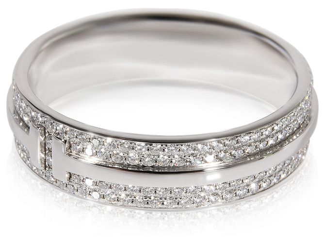 Tiffany & Co Anillo ancho de diamante Tiffany T en oro blanco de 18k 0,57 CTW - vista 3