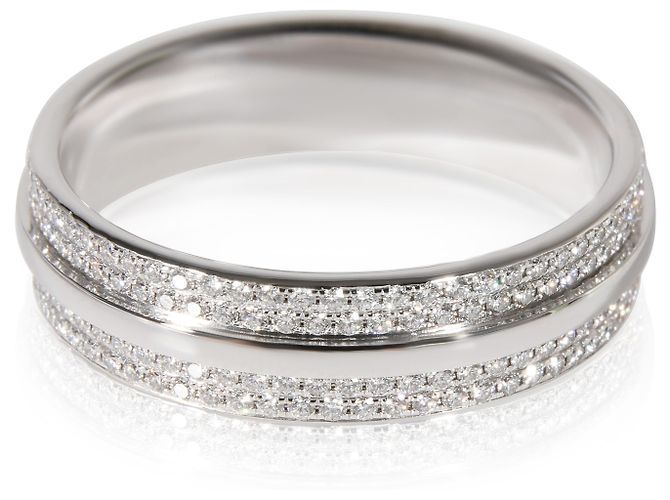 Tiffany & Co Anillo ancho de diamante Tiffany T en oro blanco de 18k 0,57 CTW - vista 4