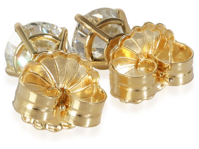Autre Marque Orecchini a bottone in diamante a 4 griffe in oro giallo 18K 3,05 CTW G/SI1 - vista 2