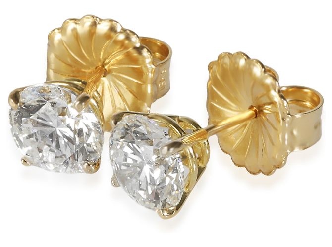 Autre Marque Orecchini a bottone in diamante a 4 griffe in oro giallo 18K 3,05 CTW G/SI1 - vista 3