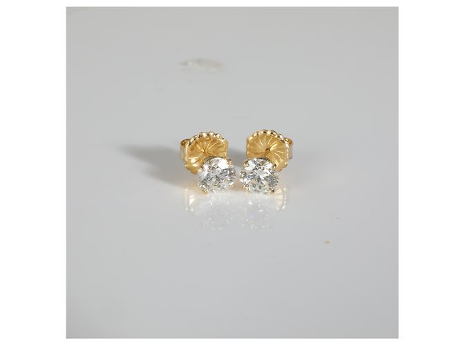 Autre Marque Orecchini a bottone in diamante a 4 griffe in oro giallo 18K 3,05 CTW G/SI1 - vista 5