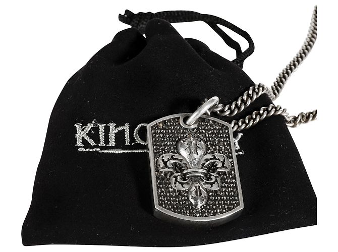 Autre Marque Pendente per cane King Baby Pave Fleur-de-Lis in diamanti neri in argento - vista 3