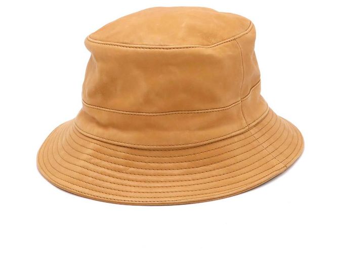 Cappello bucket in pelle di vitello Hermès Marrone Beige - vista 2