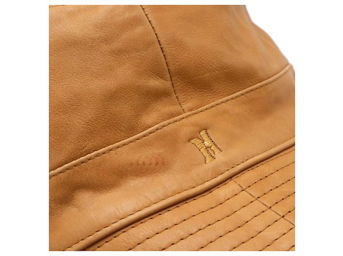Cappello bucket in pelle di vitello Hermès Marrone Beige - vista 4