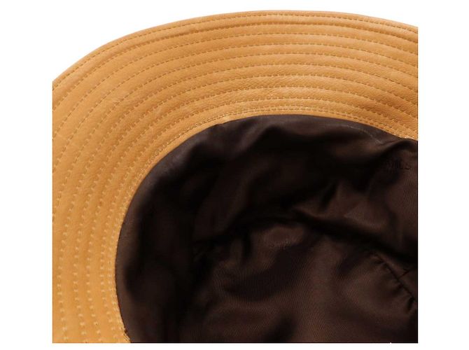 Cappello bucket in pelle di vitello Hermès Marrone Beige - vista 5