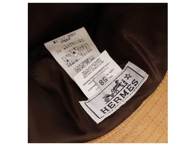 Cappello bucket in pelle di vitello Hermès Marrone Beige - vista 6