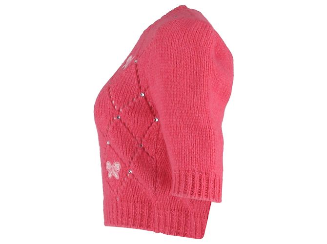 Verzierte rosa Wollpullover von Alessandra Rich Braun Pink - Ansicht 2