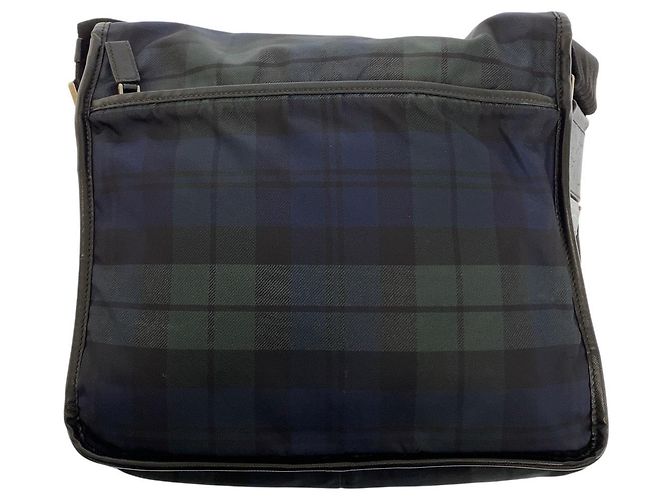 Borsa a spalla messenger in nylon tessuto a quadri Prada Verde - vista 2