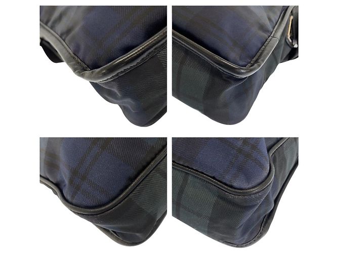 Borsa a spalla messenger in nylon tessuto a quadri Prada Verde - vista 3