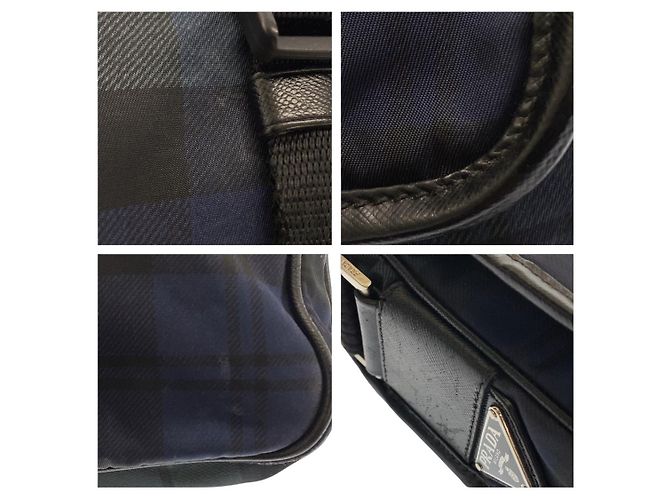 Borsa a spalla messenger in nylon tessuto a quadri Prada Verde - vista 5