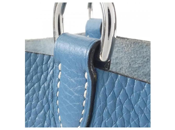 Borsa a Spalla Mangeoire Taurillon Clemence di Hermès Blu - vista 5
