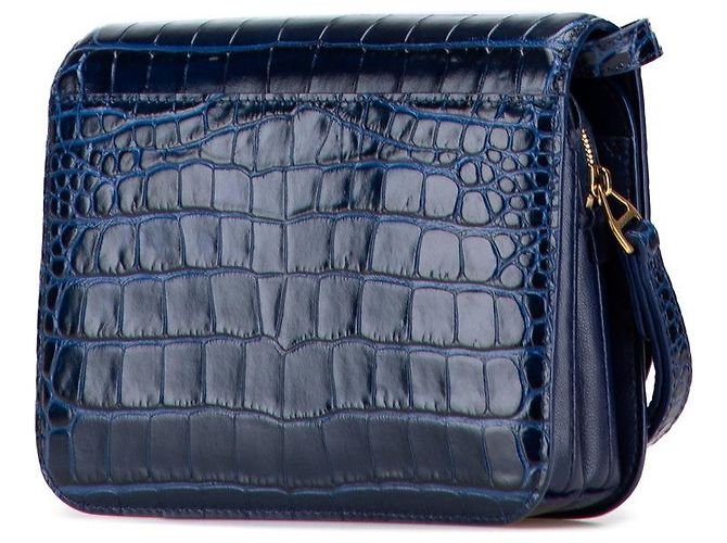Borsa a spalla in pelle con stampa coccodrillo e logo B di Balenciaga Blu - vista 2