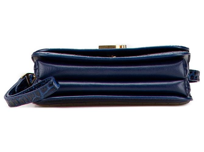 Borsa a spalla in pelle con stampa coccodrillo e logo B di Balenciaga Blu - vista 3