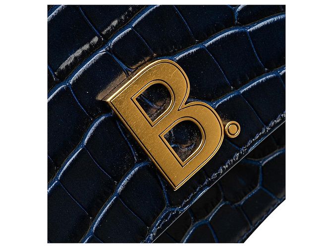 Borsa a spalla in pelle con stampa coccodrillo e logo B di Balenciaga Blu - vista 4