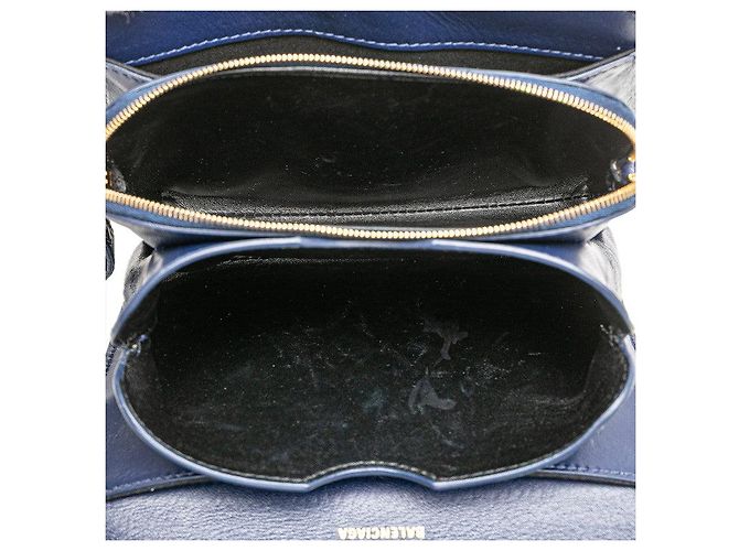 Borsa a spalla in pelle con stampa coccodrillo e logo B di Balenciaga Blu - vista 6