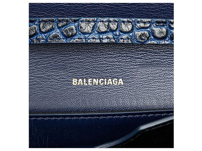Borsa a spalla in pelle con stampa coccodrillo e logo B di Balenciaga Blu - vista 7