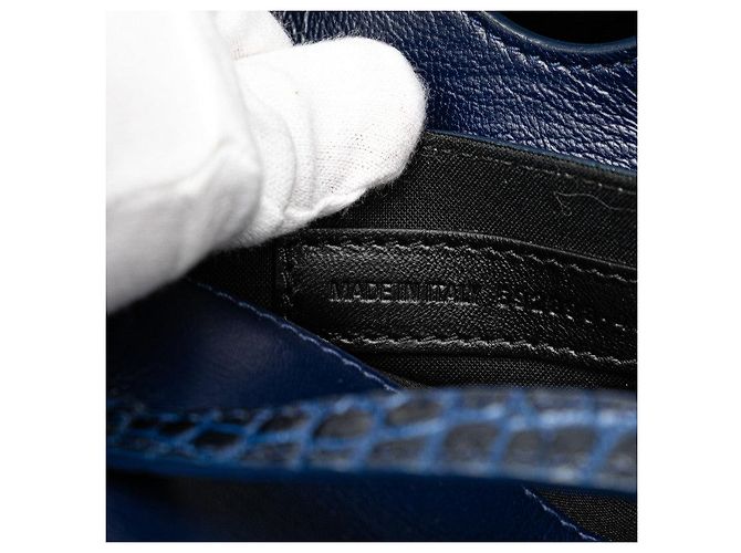 Borsa a spalla in pelle con stampa coccodrillo e logo B di Balenciaga Blu - vista 9