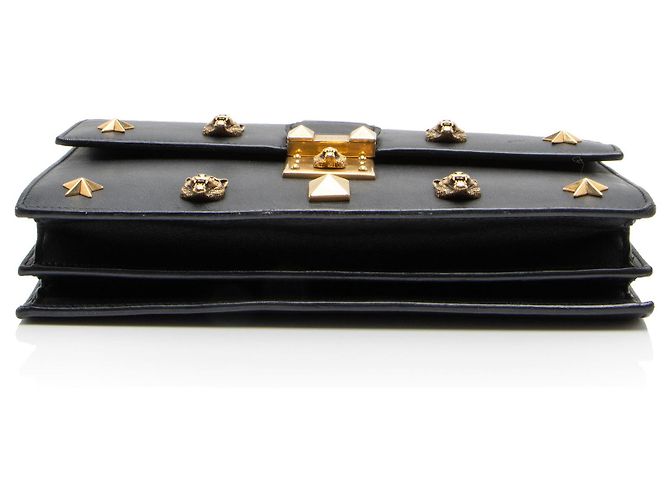 Bolsa de mão média Cat Lock em couro de bezerro Gucci Preto - vista 4