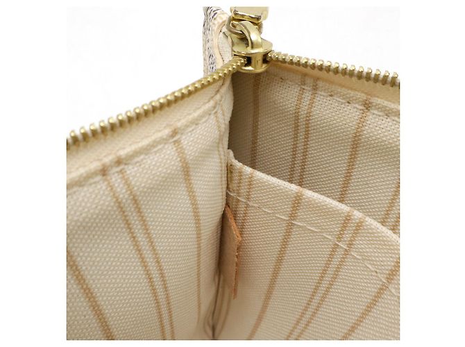 Pochette Neverfull Damier Azur di Louis Vuitton Marrone Beige - vista 9