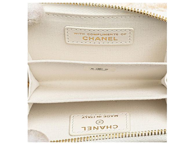 Timeless Portafoglio mini in pelle tweed con nastro Coco Mark di Chanel Bianco - vista 6