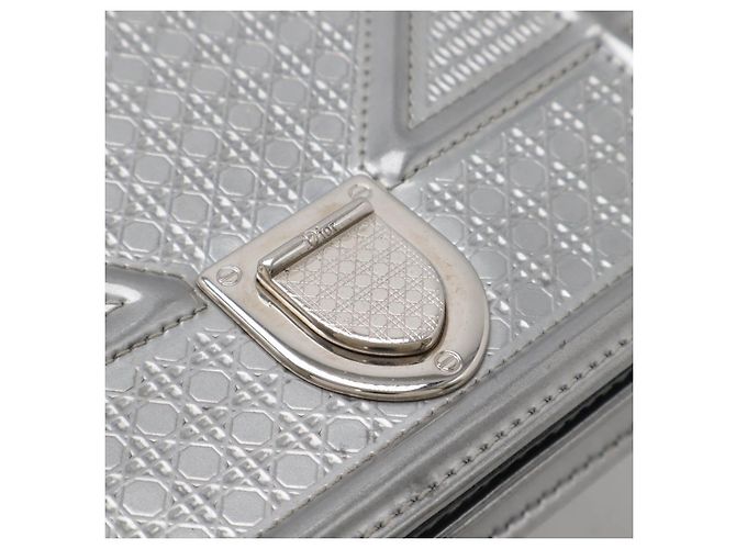 Cartera de cadena Diorama de cuero patentado Plata Metálico - vista 5