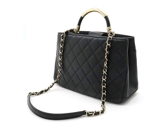 Chanel Matelassé Coco Mark Lederhandtasche Schwarz - Ansicht 2