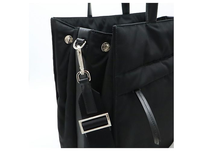 Tote Borsa 2WAY in nylon e pelle con logo triangolare Prada Nero - vista 6