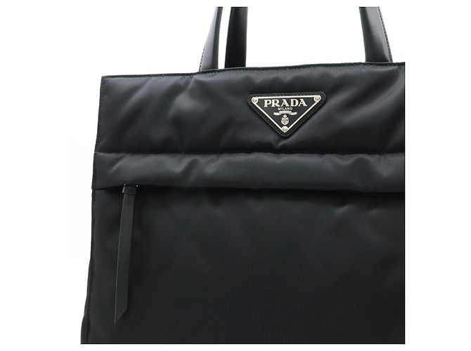 Tote Borsa 2WAY in nylon e pelle con logo triangolare Prada Nero - vista 7