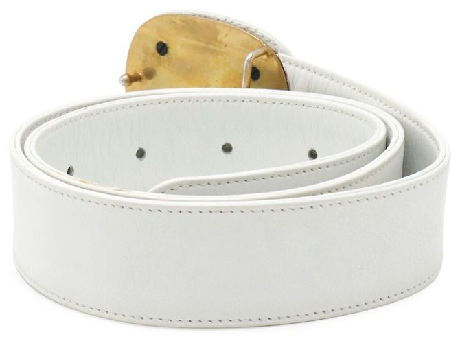 Timeless Cinturón de cuero Chanel Coco Mark Blanco - vista 2
