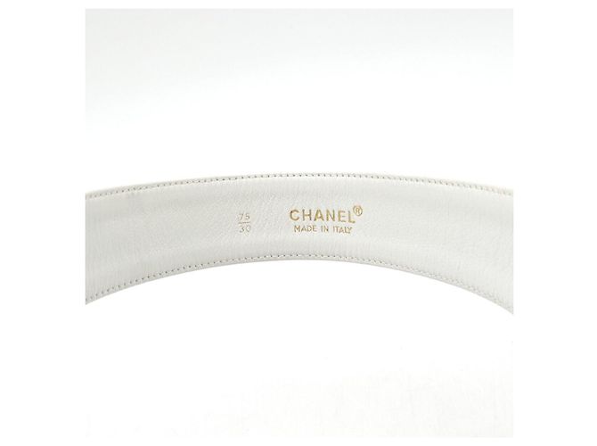Timeless Cinturón de cuero Chanel Coco Mark Blanco - vista 7
