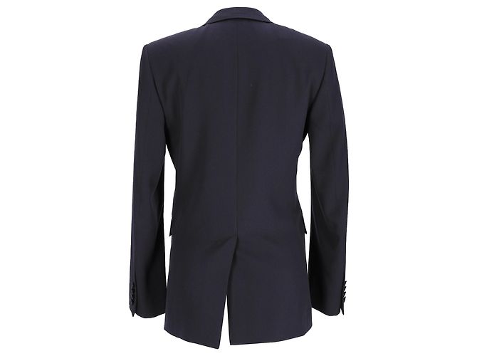 Saint Laurent Single-Breasted Blazer in Navy Blue Wool - view 3