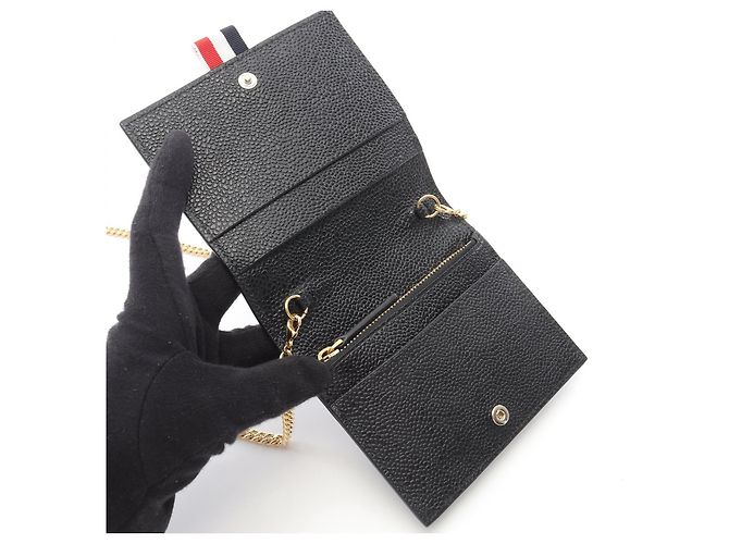 Funda de cuero para tarjetas Thom Browne Negra - vista 4