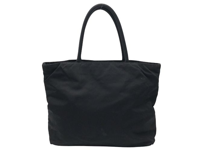 Bolso tote de nylon tessuto con logo triangular Prada Negro - vista 2