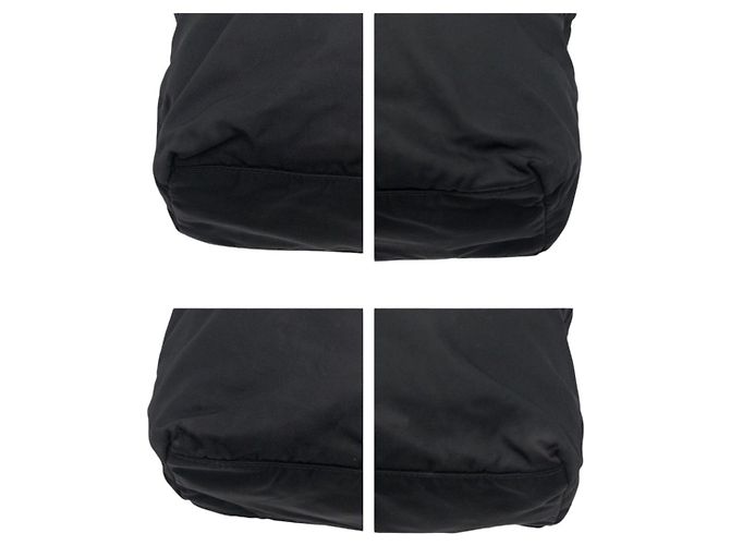 Bolso tote de nylon tessuto con logo triangular Prada Negro - vista 3