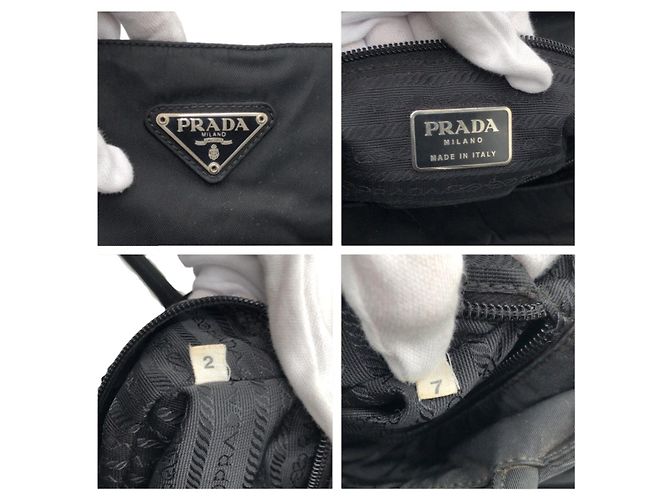 Bolso tote de nylon tessuto con logo triangular Prada Negro - vista 4