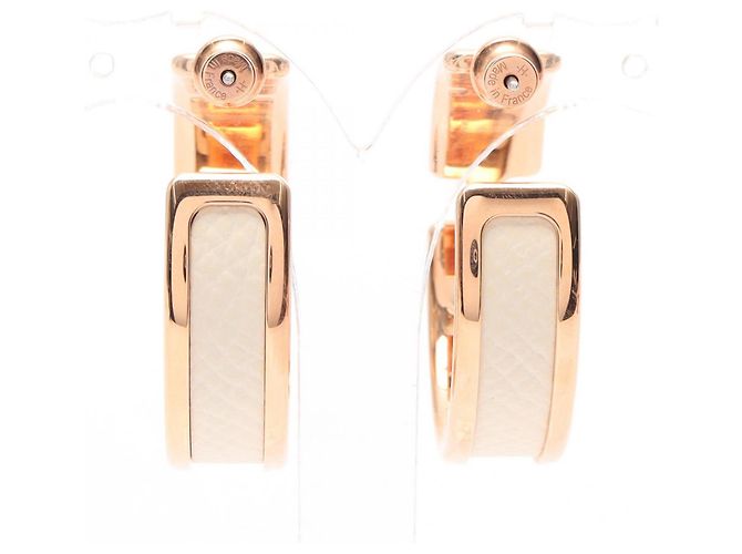 Hermès Orecchini Oran Creole in pelle placcata oro Hermes D'oro Metallico - vista 2