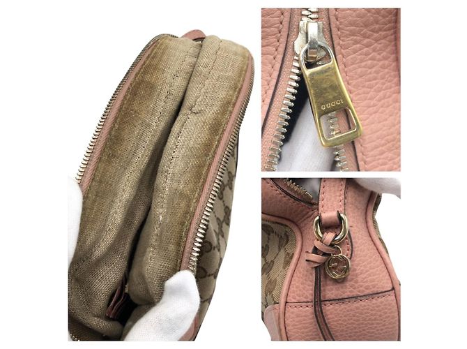 Borsa a Spalla in Tela GG e Pelle Gucci Rosa - vista 6
