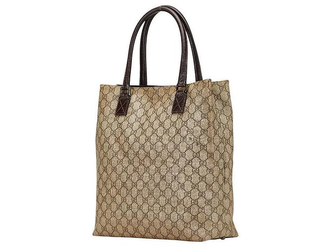 Bolsa Tote Gucci GG Supreme em PVC Marrom Bege - vista 2