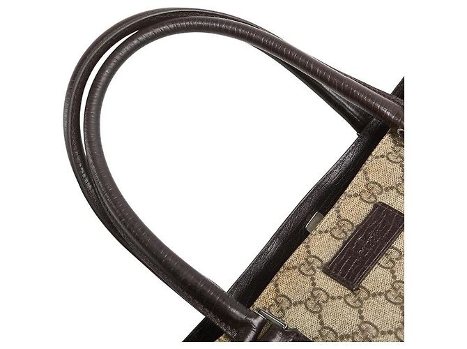 Bolsa Tote Gucci GG Supreme em PVC Marrom Bege - vista 4