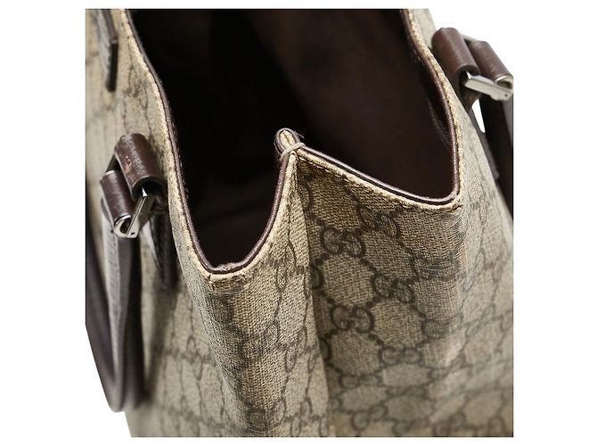 Bolsa Tote Gucci GG Supreme em PVC Marrom Bege - vista 9