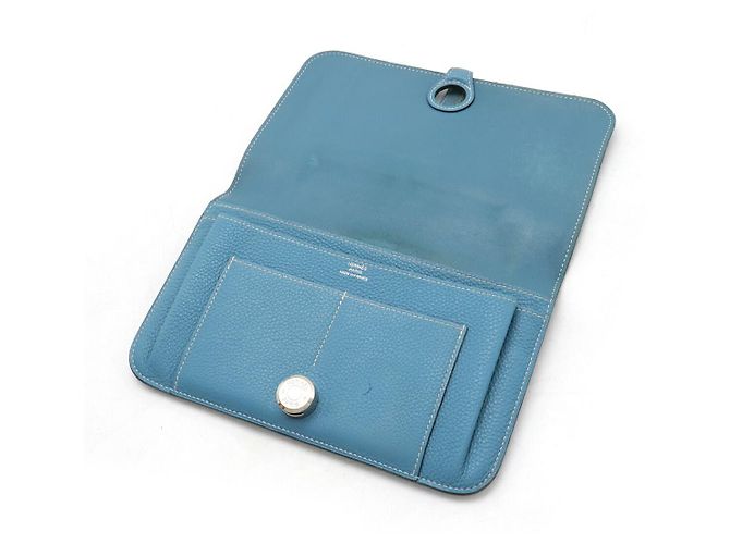 Portafoglio Bifold Hermès Dogon Duo GM Blu - vista 5