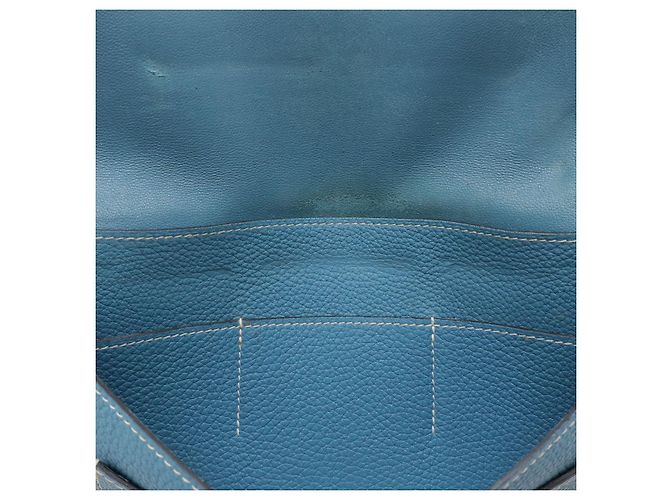Portafoglio Bifold Hermès Dogon Duo GM Blu - vista 7