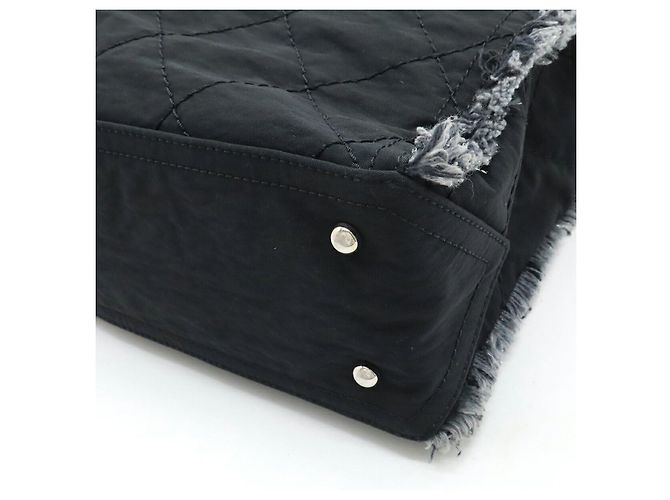 2.55 Chanel Schultertasche aus Nylon mit Fransen Schwarz - Ansicht 3