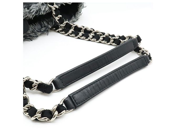 2.55 Chanel Schultertasche aus Nylon mit Fransen Schwarz - Ansicht 4