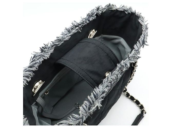2.55 Chanel Schultertasche aus Nylon mit Fransen Schwarz - Ansicht 5
