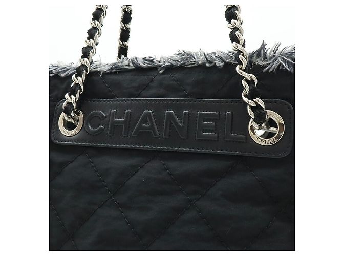 2.55 Chanel Schultertasche aus Nylon mit Fransen Schwarz - Ansicht 8