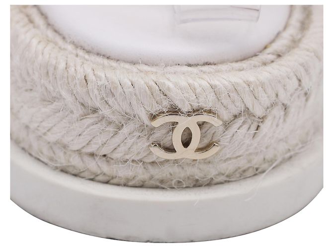 Sandali Espadrilles Chanel in Pelle di Agnello Bianca Bianco Crudo - vista 6