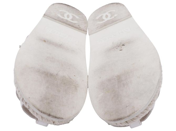 Sandali Espadrilles Chanel in Pelle di Agnello Bianca Bianco Crudo - vista 7